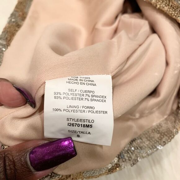 As U‎ Wish Gold Silver Metallic Sequin Mini Dress - Picture 11 of 13